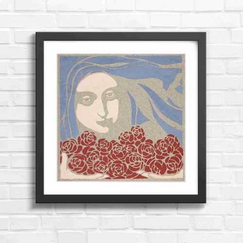 Vintage art nouveau girl with - vintage,