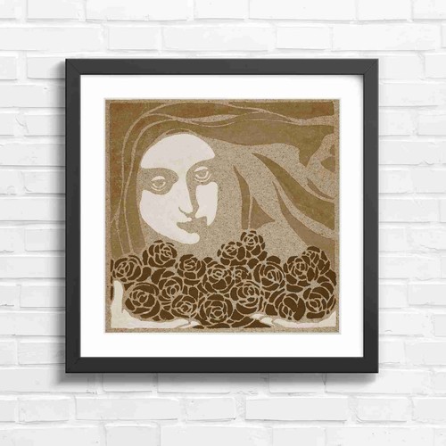 Vintage art nouveau girl with - nouveau,