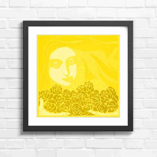 Vintage art nouveau girl with - art,