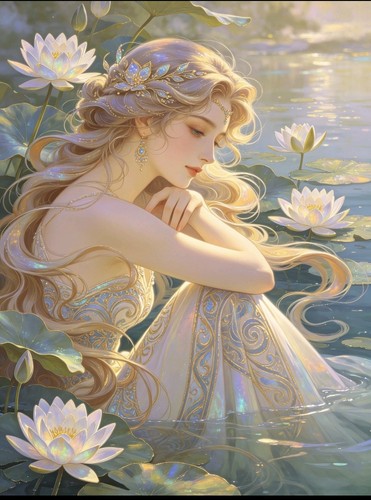 Art nouveau lady the lake - lady,