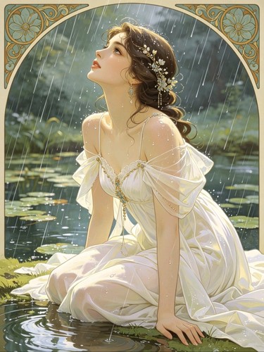 Art nouveau lady the lake - nouveau,
