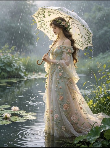 Art nouveau lady the lake - nouveau,