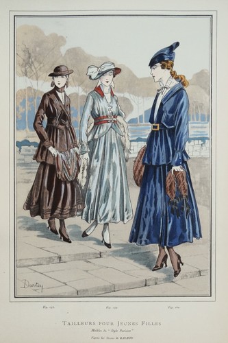 Antique fashion print young - fashion,