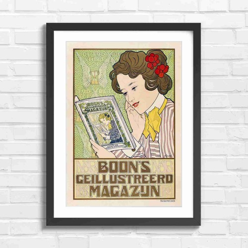Art nouveau girl reading - nouveau,