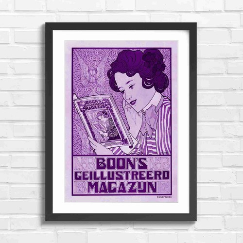 Art nouveau girl reading - art,