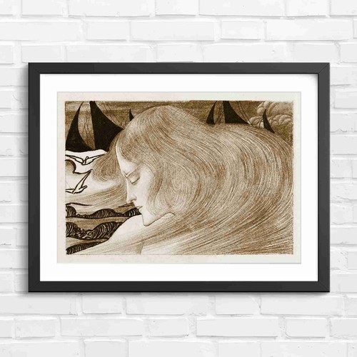 Art nouveau girl with wings - art,