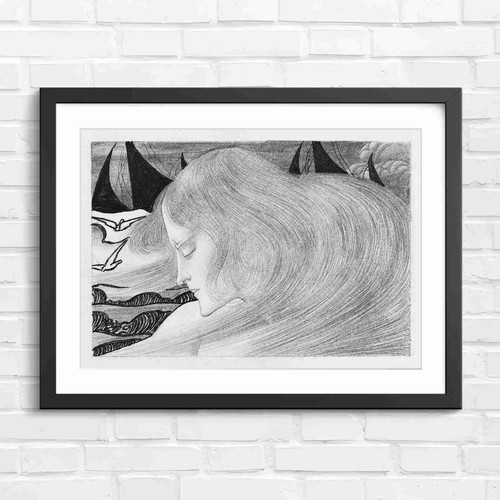 Art nouveau girl with - girl, wings