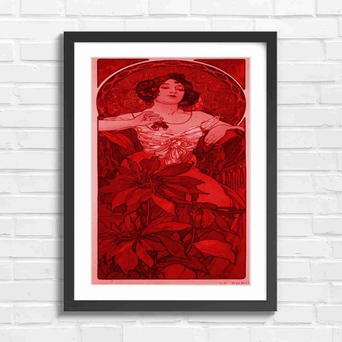 Art nouveau ruby girl floral - nouveau,