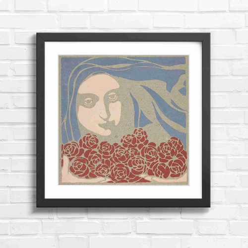 Art nouveau girl and - and, red