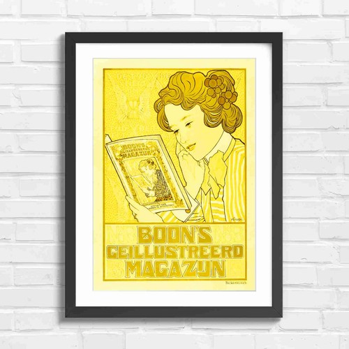 Art nouveau girl reading - art,