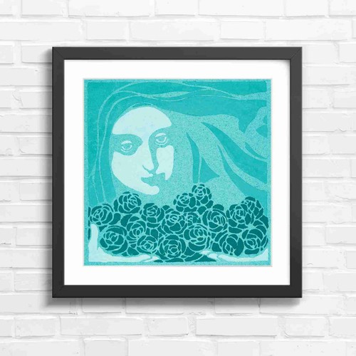 Vintage art nouveau - girl, with