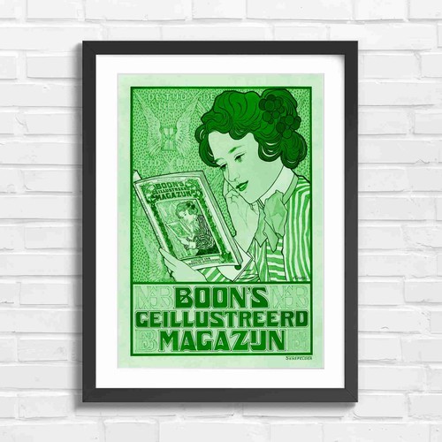 Art nouveau girl reading - nouveau,