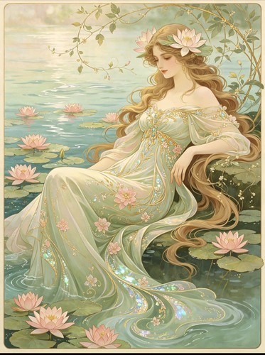 Art nouveau lady the lake - nouveau,