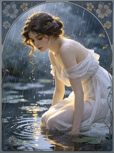 Art nouveau lady the - of, lake