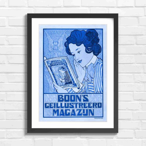 Art nouveau girl reading - nouveau,