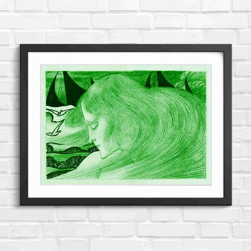 Art nouveau girl with - nouveau, wings