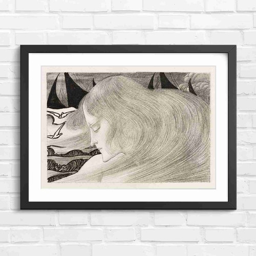 Art nouveau girl with wings - girl,